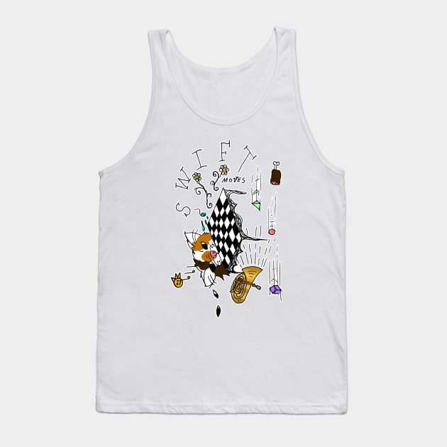 Swift Moves - A Tuba Cat Plays Chess Against Meat Racing Shapes Tank Top by MacSquiddles